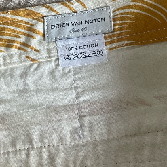 Dries Van Noten Yellow and White Straight Leg Crioped Pants - Picture 4 of 4